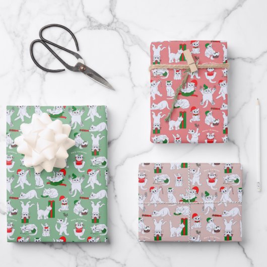Funny Cats Kerstmis Inpakpapier Vel (Voorkant)