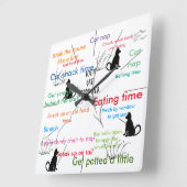 Funny Cats Kitty Cat Activity Vierkante Klok (Hoek)