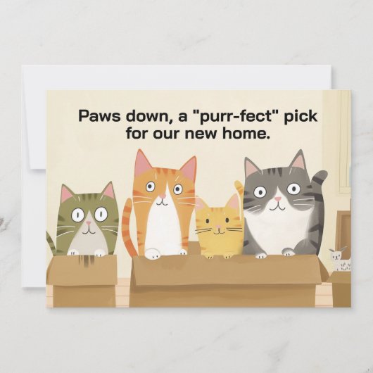 Funny Cats New Home Moving Faire-part (Devant)