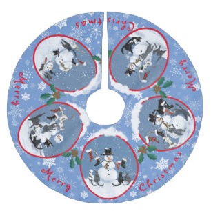Funny Cats ontmoeten Snowman Narrative Custom Kerstboom Rok
