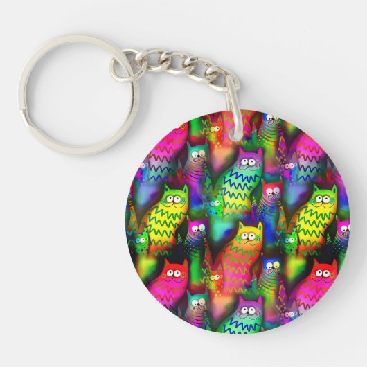 Funny Cats Pattern-54578 Sleutelhanger (Voorkant)