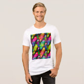 Funny Cats Pattern-54578 Tri-Blend Shirt (Voorkant volledig)
