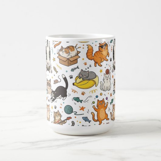 Funny Cats Pattern Mug For Cat Lovers (Centre)