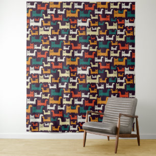 Funny Cats Pattern tapestries Wandkleed