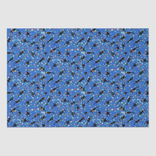 Funny Cats Play in kerstlampjes Tissuepapier (Voorkant)