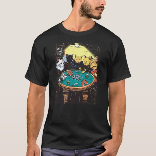 Funny Cats Playing Poker Art Cat T-shirt (Voorkant)