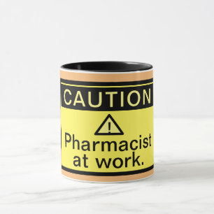 Funny Caution apotheker op het werk Mok