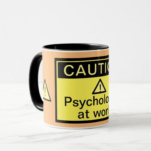 Funny Caution Psychologist op het werk Mok (Voorkant links)
