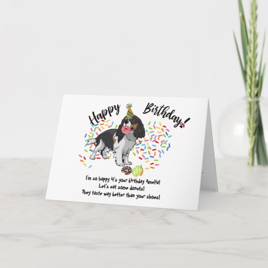 Funny Cavalier King Charles Pet Dog Carte d'annive (Devant)