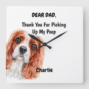 Funny Cavalier King Charles Spaniel Dad Canine Art Vierkante Klok
