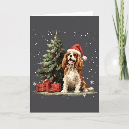 Funny Cavalier King Charles Spaniel Dog Xmas Tree  Kaart (Voorkant)