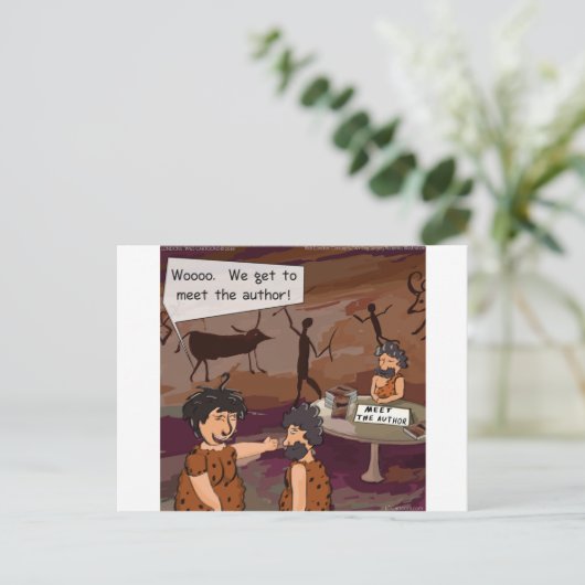 Funny Caveman Author "Meet the Author" Briefkaart (Staand voorkant)