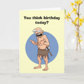 Funny Caveman Birthday Kaart (Gele Bloem)