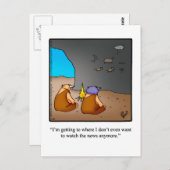 Funny Caveman News Humour Carte postale (Devant / Derrière)