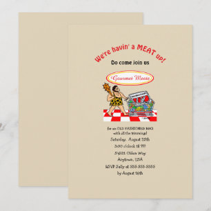 Funny Caveman Old Fashioned MEAT Up BBQ Kaart
