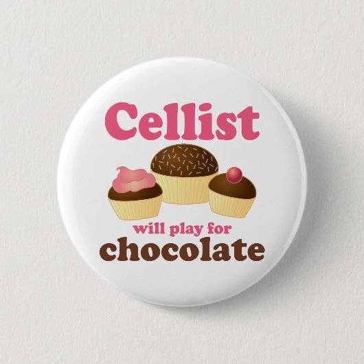 Funny Cello Chocolate Design Ronde Button 5,7 Cm (Voorkant)