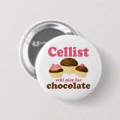 Funny Cello Chocolate Design Ronde Button 5,7 Cm (Voorkant /achterkant)