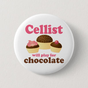 Funny Cello Chocolate Design Ronde Button 5,7 Cm