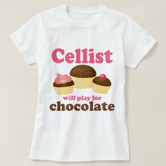Funny Cello Chocolate Design T-shirt (Design voorkant)