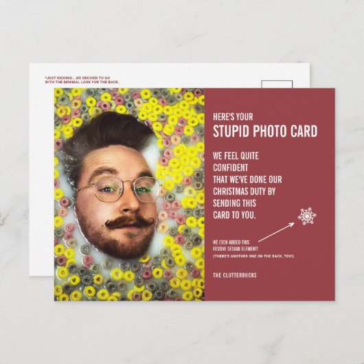 Funny Céréales Noël Stupide Carte photo Carte post (Devant / Derrière)