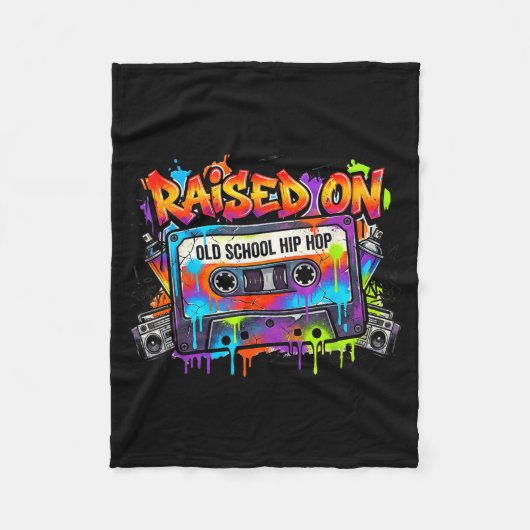 Funny Cette Graffiti 80s 90s Raised On Old School  Fleece Deken (Voorkant)