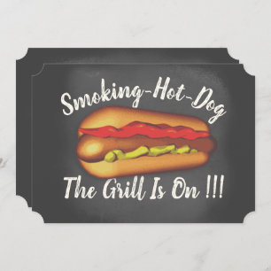 Funny Chalkboard Hotdog BBQ Kaart