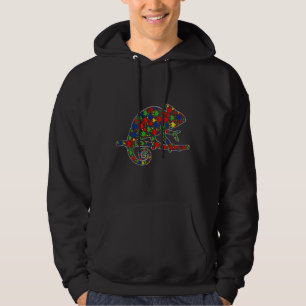 Funny Chameleon Animals Puzzle Piemems Autisme Awa Hoodie