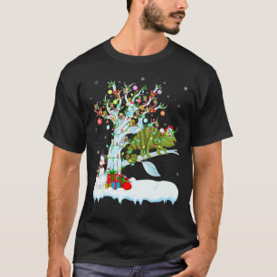 Funny Chameleon Xmas Tree Lighting Santa Chameleon T-shirt