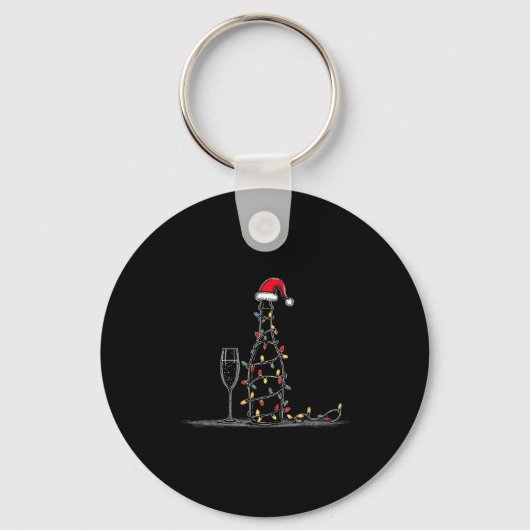 Funny Champagne Christmas Graphics Lights Lover Dr Sleutelhanger (Voorkant)