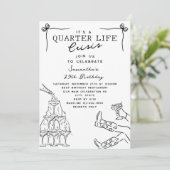 Funny Champagne Quarter Life Crisis 25th Birthday Kaart (Staand voorkant)