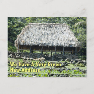 Funny Change of Address - Polynesian Hut Aankondigingskaart