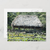 Funny Change of Address - Polynesian Hut Aankondigingskaart (Voorkant / Achterkant)