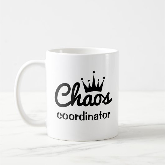 Funny Chaos Coordinator Mok die van koffie houdt (Links)