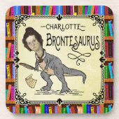 Funny Charlotte Bronte Saurus Dinosaur Book Reader Bier Onderzetter (Voorkant)