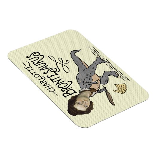 Funny Charlotte Bronte Saurus Dinosaur Book Reader Magneet (Rechterzijde)