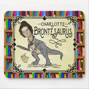 Funny Charlotte Bronte Saurus Dinosaur Book Reader Muismat