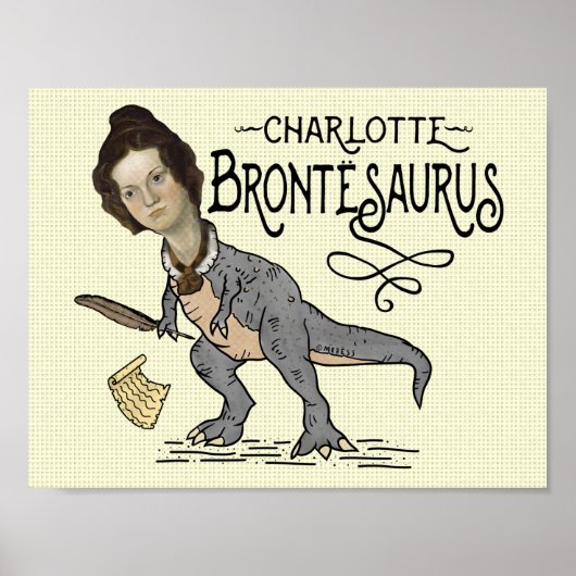 Funny Charlotte Bronte Saurus Dinosaur Book Reader Poster (Voorkant)