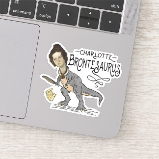 Funny Charlotte Bronte Saurus Dinosaur Book Reader Sticker