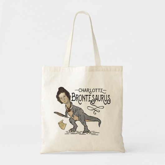 Funny Charlotte Bronte Saurus Dinosaur Book Reader Tote Bag (Voorkant)