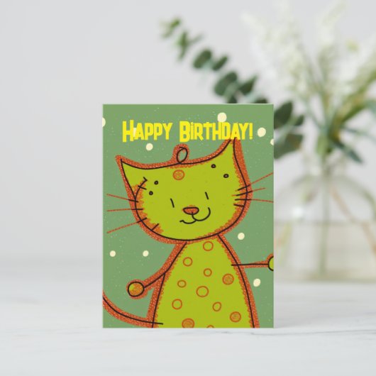 Funny Chat Anniversaire Carte postale pour Amoureu (Debout devant)