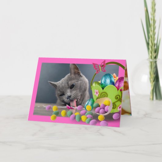 Funny Chat Carte de Pâques personnalisée (Devant)