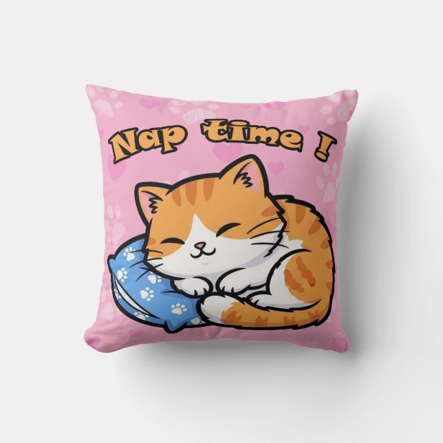 Funny Chat Coussin "Nap Time" (Recto)