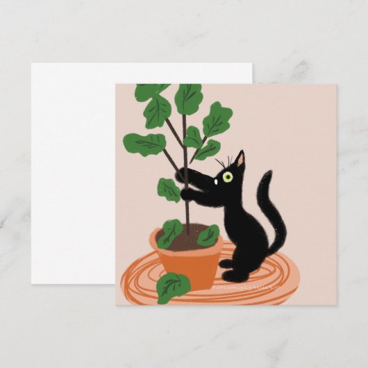 Funny Chat Fig Tree Poted Plante carte traînée mai (Devant / Derrière)