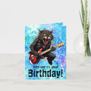Funny Chat Guitare Anniversaire Carte de voeux pli