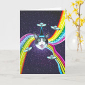 Funny Chat Humour Alien enlèvement carte d'anniver (Fleur jaune)