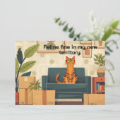 Funny Chat New Home Moving Faire-part (Debout devant)