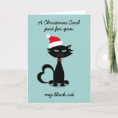 Funny Chat noir à Santa Hat Carte de Noël (Devant)