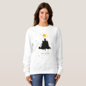 Funny Chat noir Sweatshirt d'arbre de Noël (Devant entier)