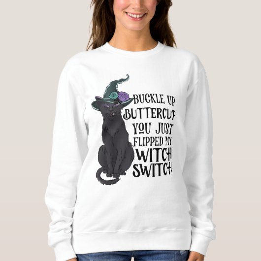 Funny Chat noir Sweatshirt d'Halloween (Devant)