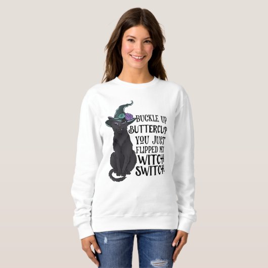 Funny Chat noir Sweatshirt d'Halloween (Devant entier)